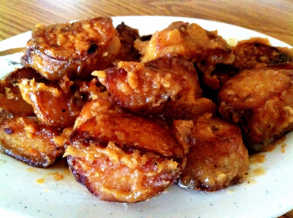 sweet miso and garlic potatoes