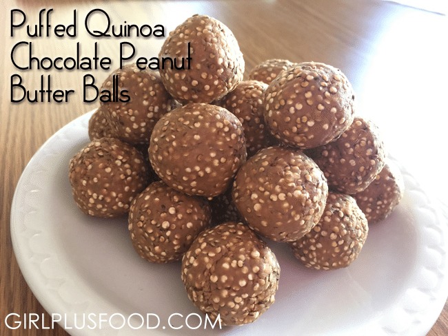 puffed quinoa chocolate peanut butter balls